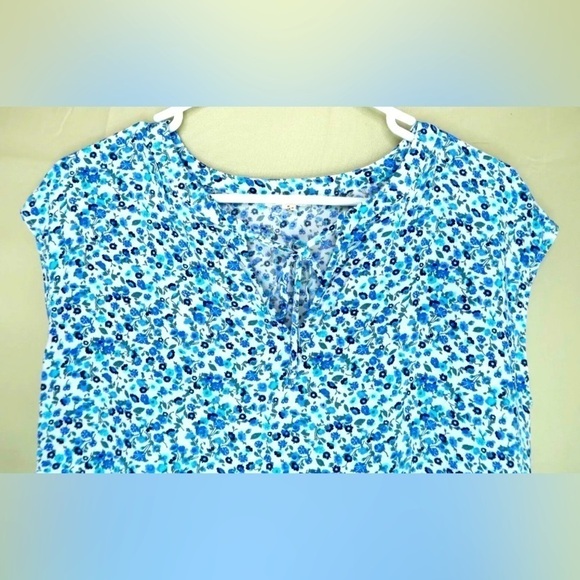 Jane and Delancey Floral Top Blue Boho Hippie Tiered Oversized Blouse Shirt EUC - Picture 2 of 7